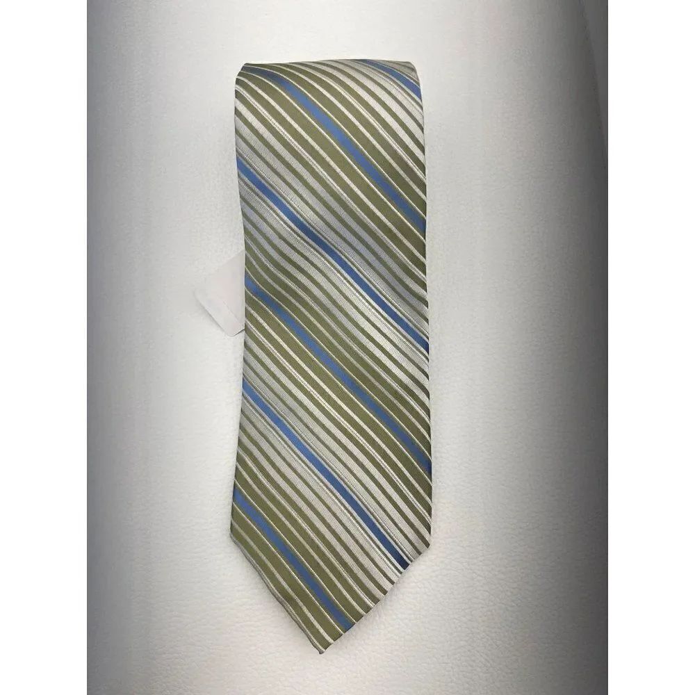 Alfani Green Blue Stripe 58” Silk Necktie NWT